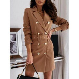 Double-Breasted Belted Blazer Dress